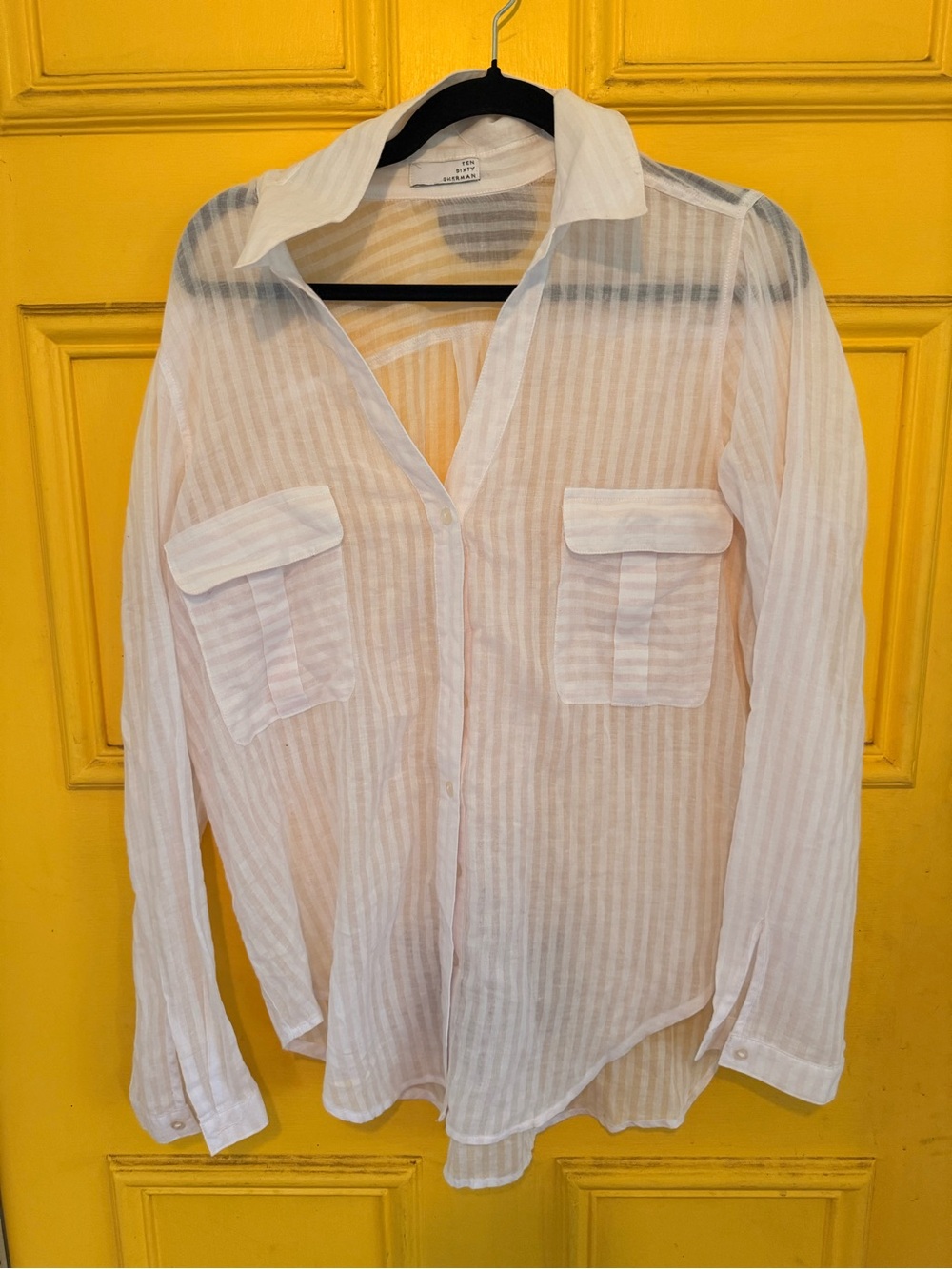 Ten Sixty Sherman Sheer White Striped Button-Down Shirt